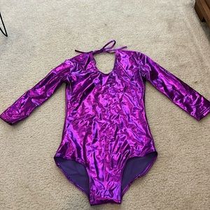 Metallic purple 3 quarter sleeve body suit